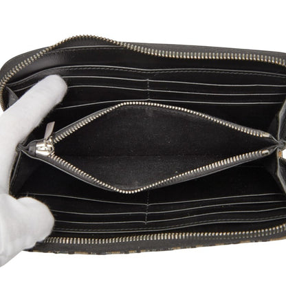 Christian Dior Dior Oblique Saddle Long Zip Wallet Navy Canvas Leather