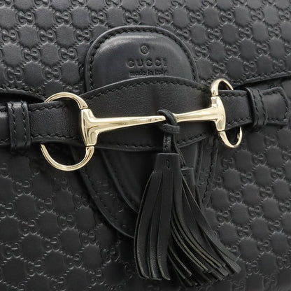 Gucci Micro Guccissima Emily Shoulder Bag Chain Tassel Leather Black 449635