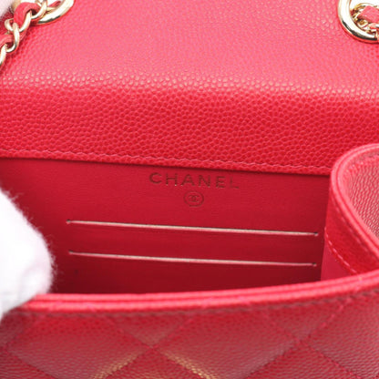 Chanel Matelasse Phone Pouch Shoulder Bag Leather Grained Calfskin