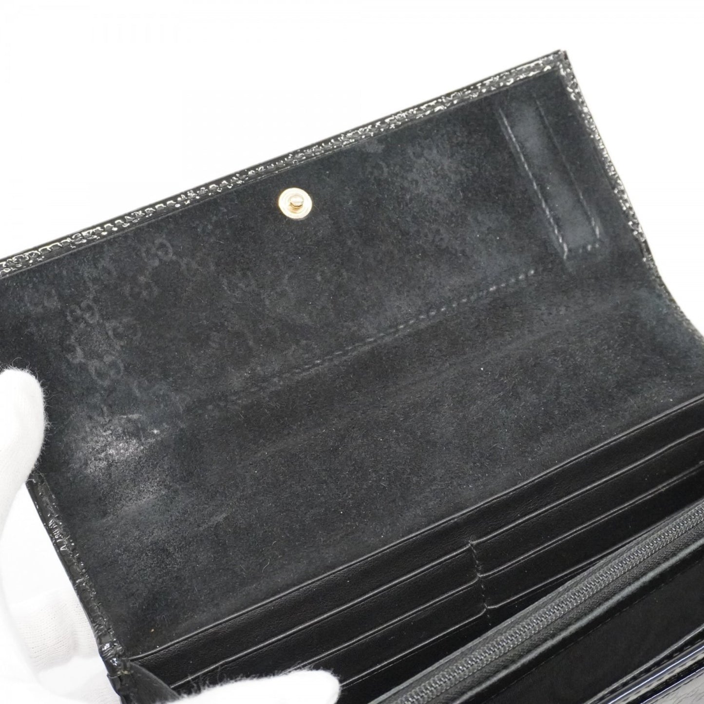 Gucci Micro Guccissima Long Wallet 309760 Enamel Black