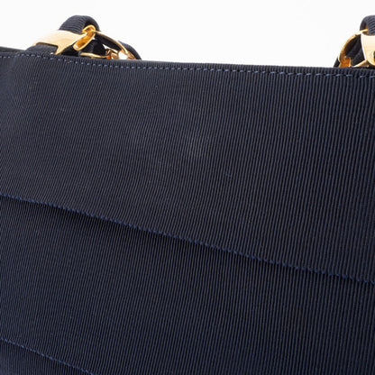 Salvatore Ferragamo Vara Nylon Tote Navy Bag Au-21 6160 Leather