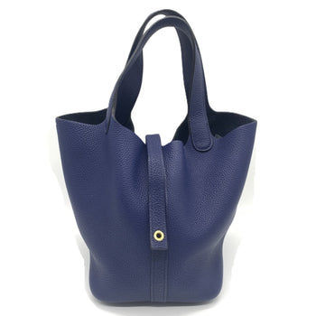 Hermes Picotin Lock Pm Togo Handbag Blue Saphir C Stamp Hermes