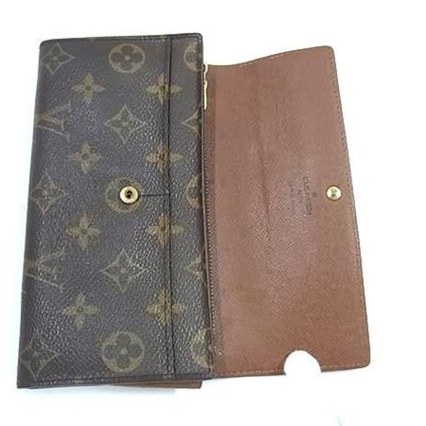 Louis Vuitton Monogram Pochette Porte Monnaie Credit Wallet M61725 Brown Leather Bifold Long