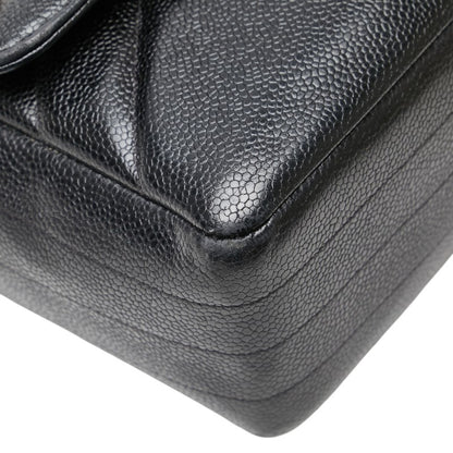 Chanel Coco Mark Bias Stitch Chain Shoulder Bag In Black Caviar Leather