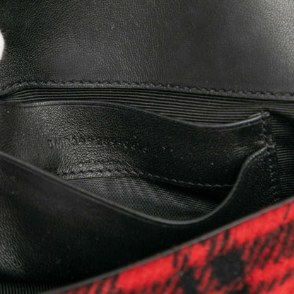 Saint Laurent Baby Chai Chain Shoulder Bag 399289 Red Black Wool Leather