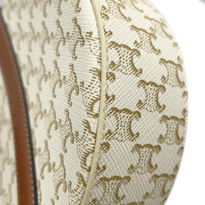 Celine Shoulder Bag Triomphe Round Purse 10G342 Celine White