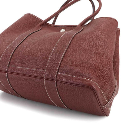 Hermes Herms Garden Party 36 Pm Tote Bag In Negonda Rouge H With Silver Hardware