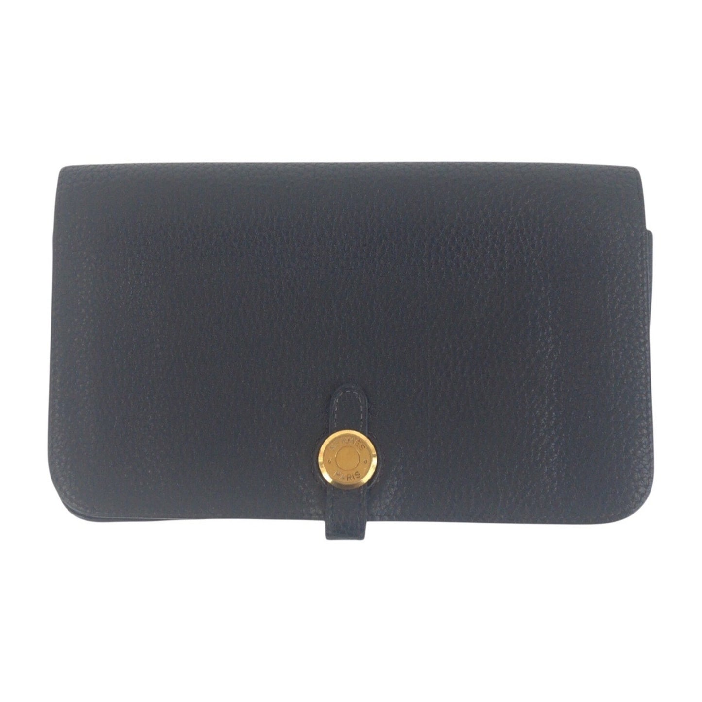 Hermes Dogon Gm Black Gold Hardware Taurillon Clemence Long Wallet D Engraved