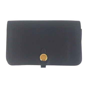 Hermes Dogon Gm Black Gold Hardware Taurillon Clemence Long Wallet D Engraved