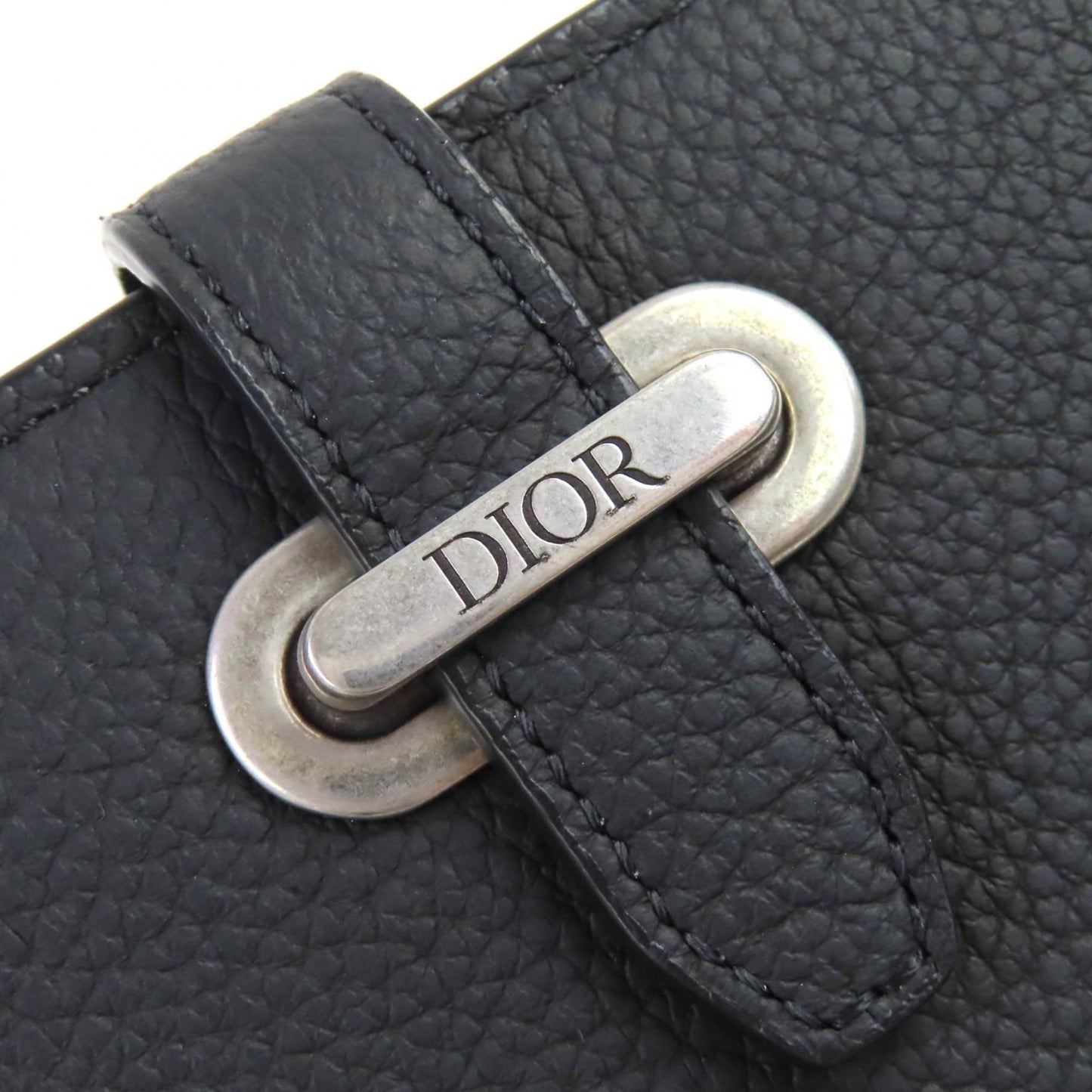 Christian Dior Dior 2Llch187Ken Dior Normandie Logo Leather Card Holder/Card Case In Black With