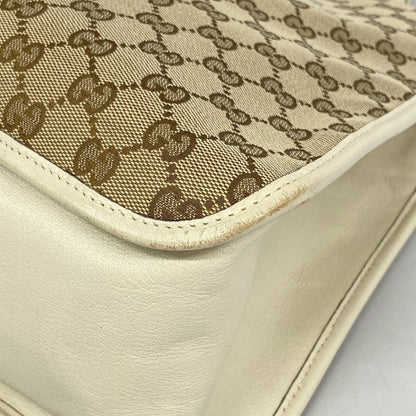 Gucci Gg Canvas Horsebit Tote Bag 623694 Brown White