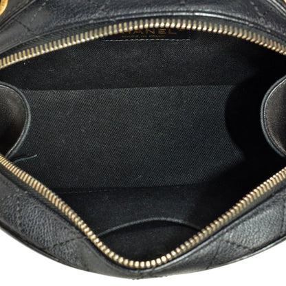 Chanel Coco Mark Matelasse Vanity Bag Handbag Lambskin Black Shoulder