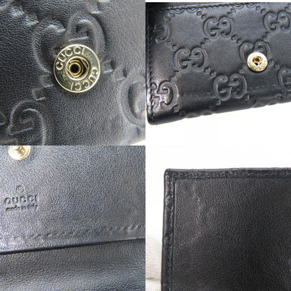 Gucci Business Card Holder/Card Case 323401 Shimmer Leather Black Holder Accessories