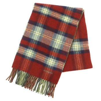Hermes Back To School 100% Cashmere Checked Scarf With Embroidered Logo And Fringe