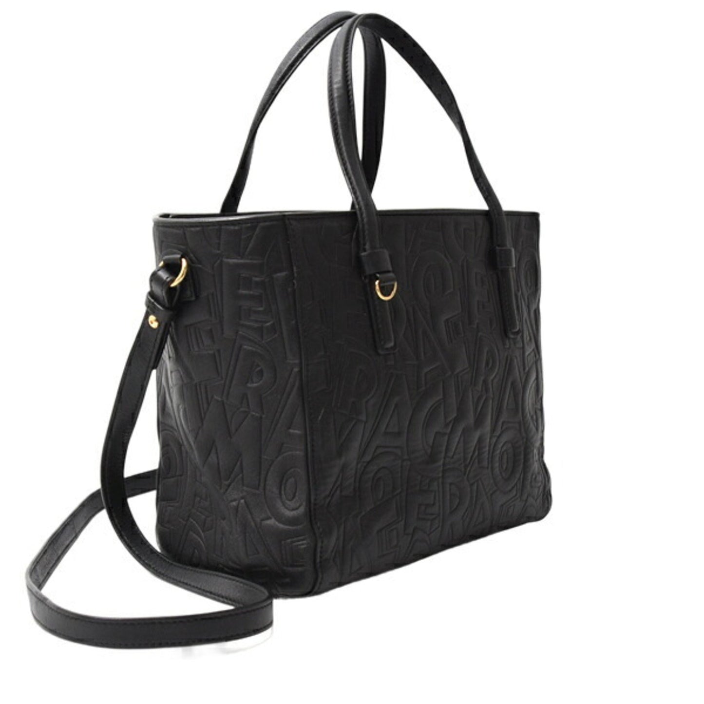 Salvatore Ferragamo Bonnie Shoulder Bag In Black Embossed Calfskin Leather (Re-21F963)