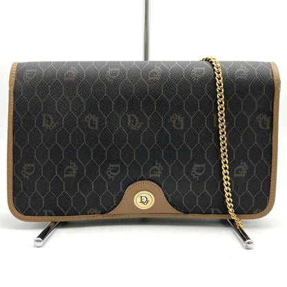 Christian Dior Dior Christian Honeycomb Chain Shoulder Bag Brown Leather