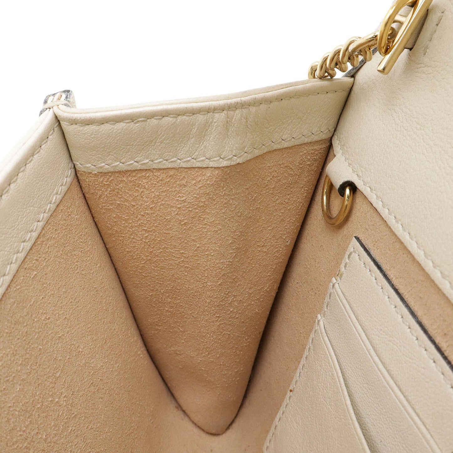 Gucci Raja Web Stripe Tiger Head Chain Shoulder Bag Clutch Leather Ivory 573797