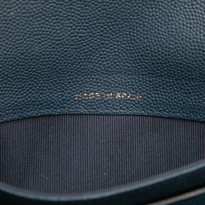 Chanel Matelasse Coco Mark Long Wallet Blue Caviar Leather