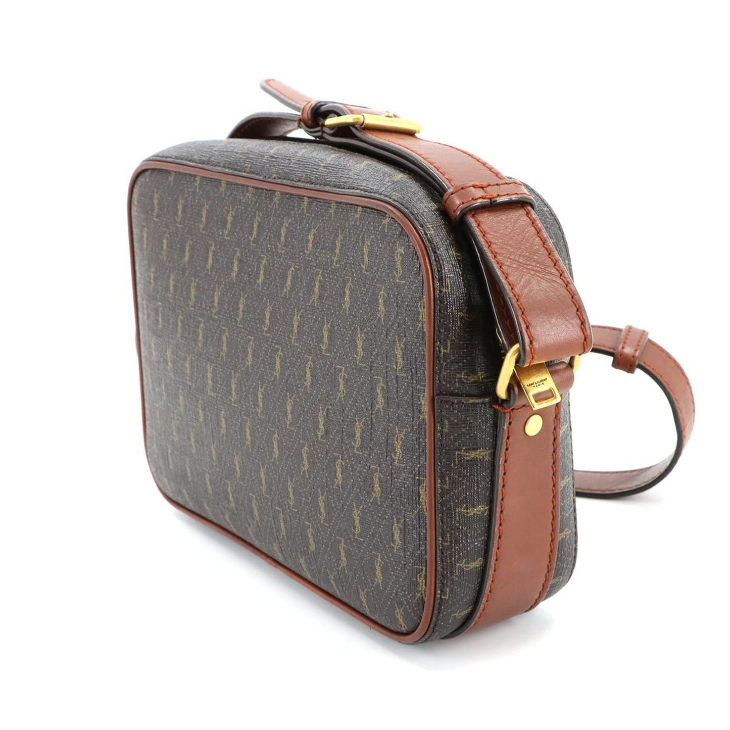 Saint Laurent Le Monogram Camera Shoulder Bag In Brown Leather