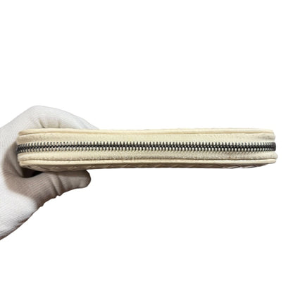 Bottega Veneta Leather Intrecciato Round Zip Long Wallet In Ivory