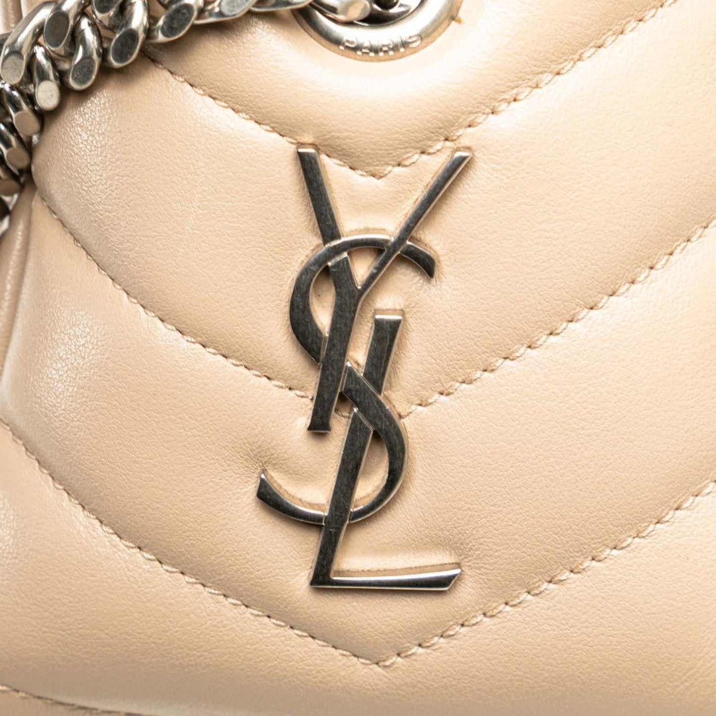 Saint Laurent Lulu Bowling Shoulder Bag 454317 Beige Leather