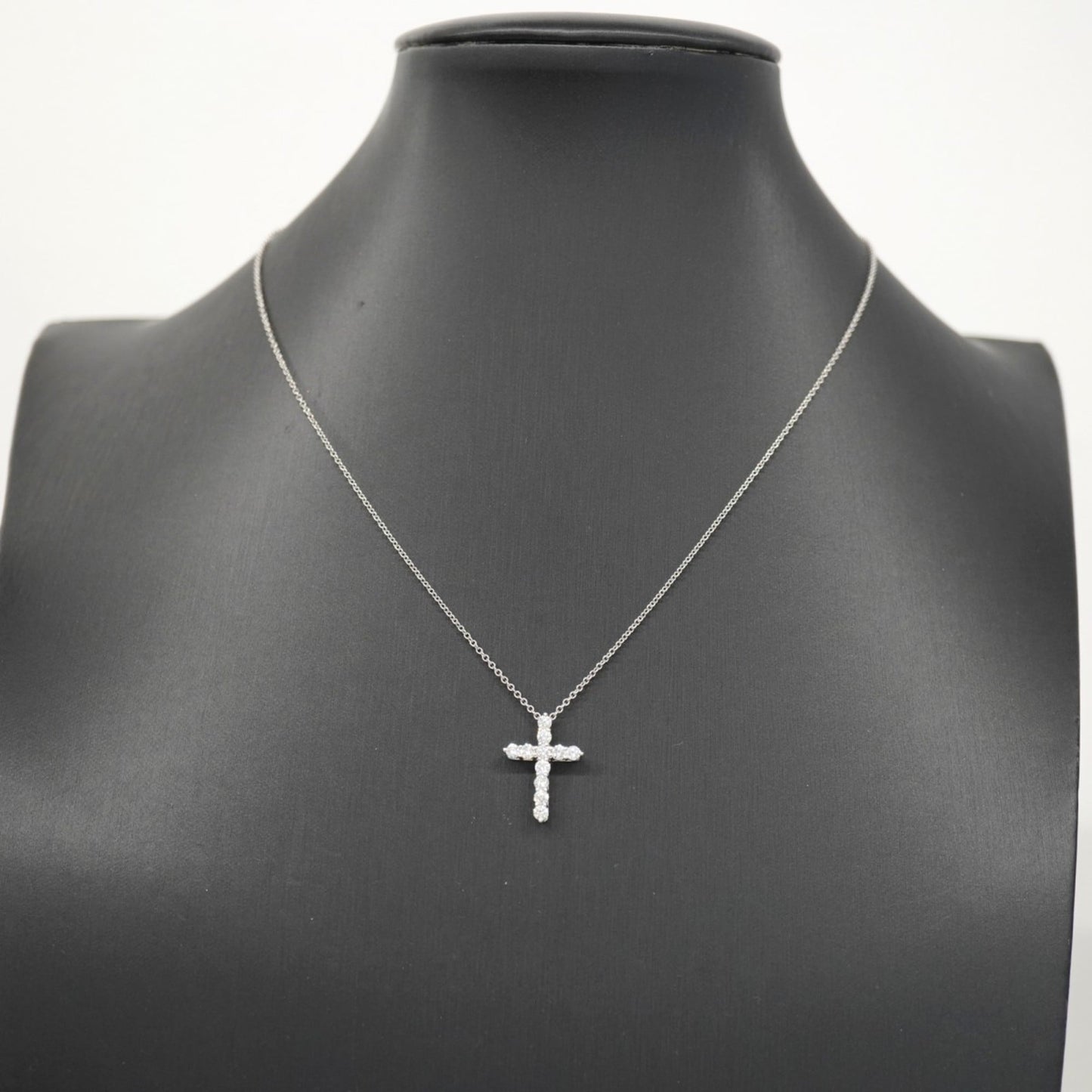 Tiffany Small Cross Necklace 11Pd Pt950 Platinum Diamond
