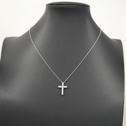 Tiffany Small Cross Necklace 11Pd Pt950 Platinum Diamond
