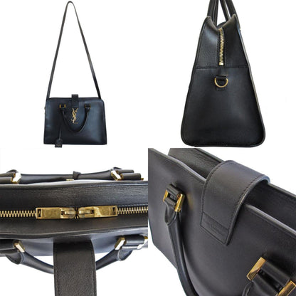 Yves Saint Laurent Baby Cabas Handbag/Shoulder Bag In Black And Gold