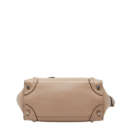 Celine Luggage Micro Shopper Handbag In Beige Leather