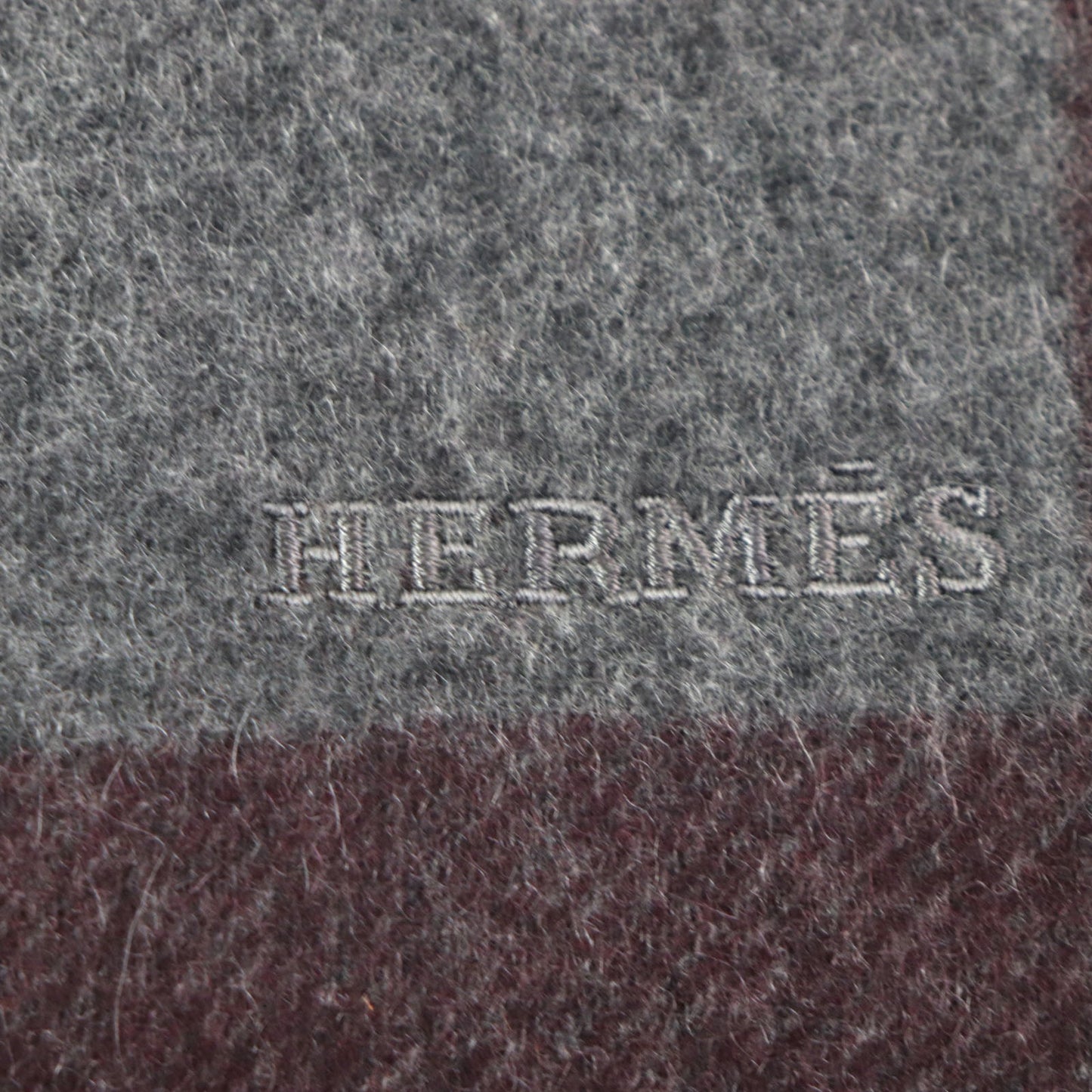 Hermes H Passant 100% Cashmere Scarf With Embroidered Logo And Fringe