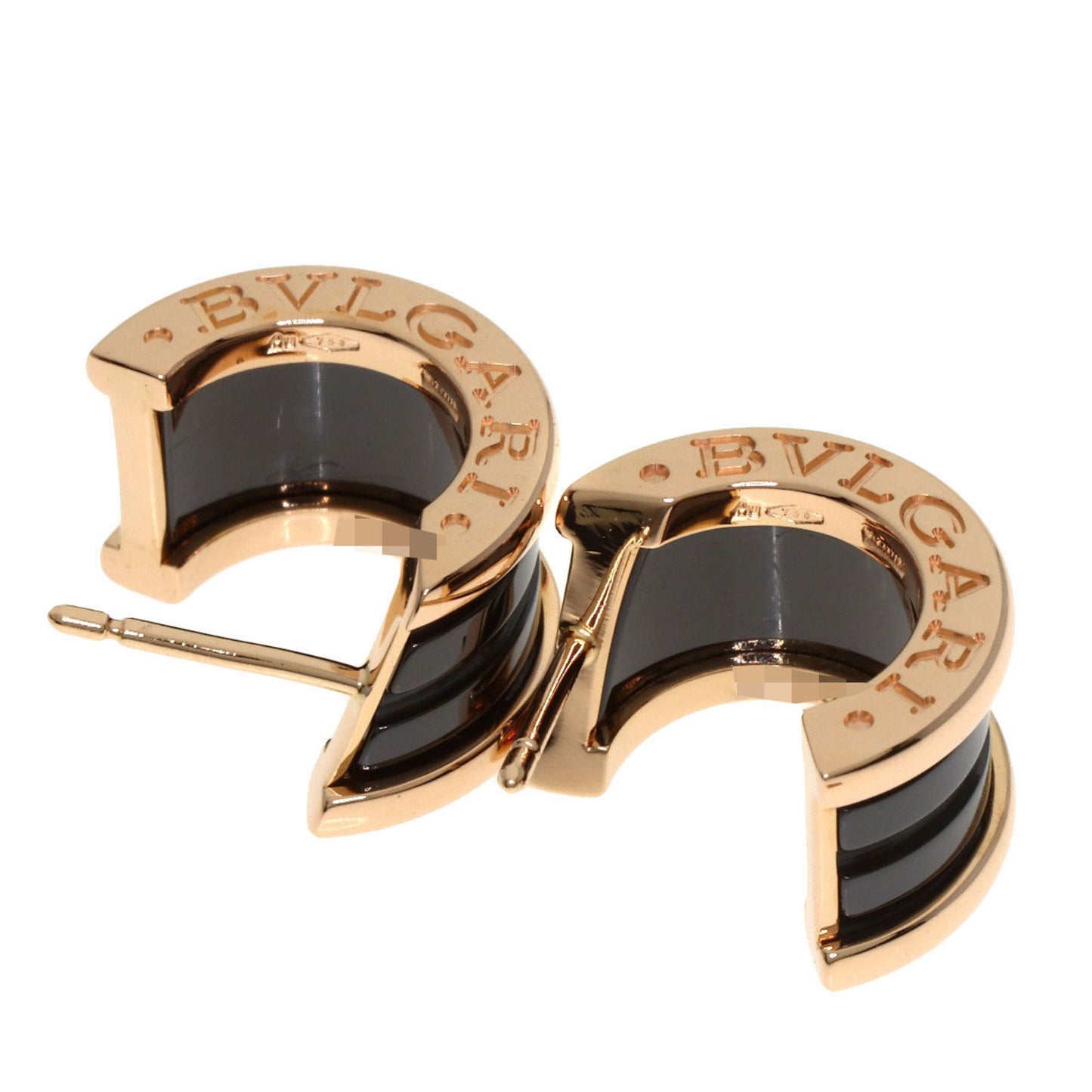 Bvlgari B-Zero1 Black Ceramic Earrings In 18K Pink Gold