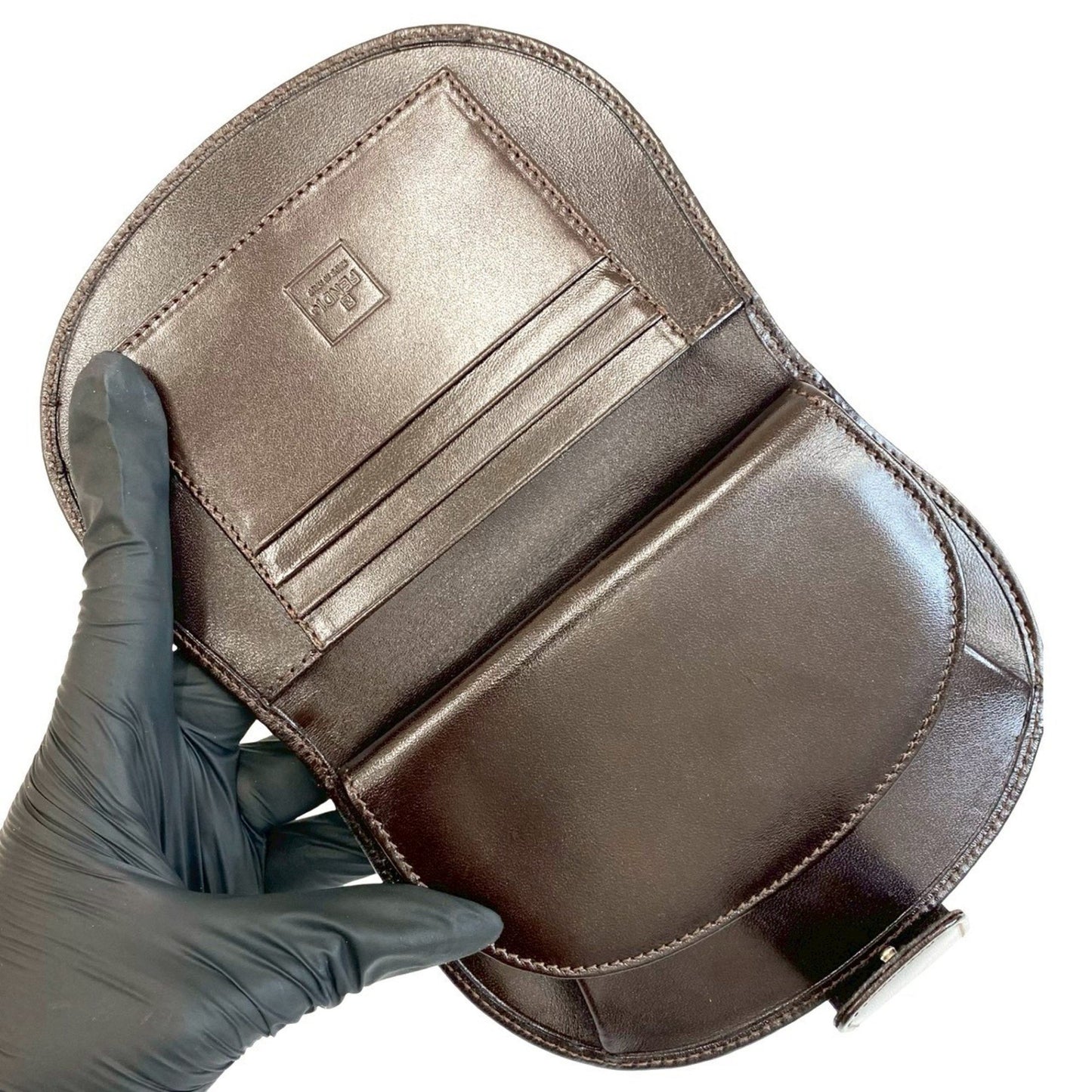 Unused Fendi Zucca Ff Pattern Canvas And Leather Bifold Wallet With Card Case