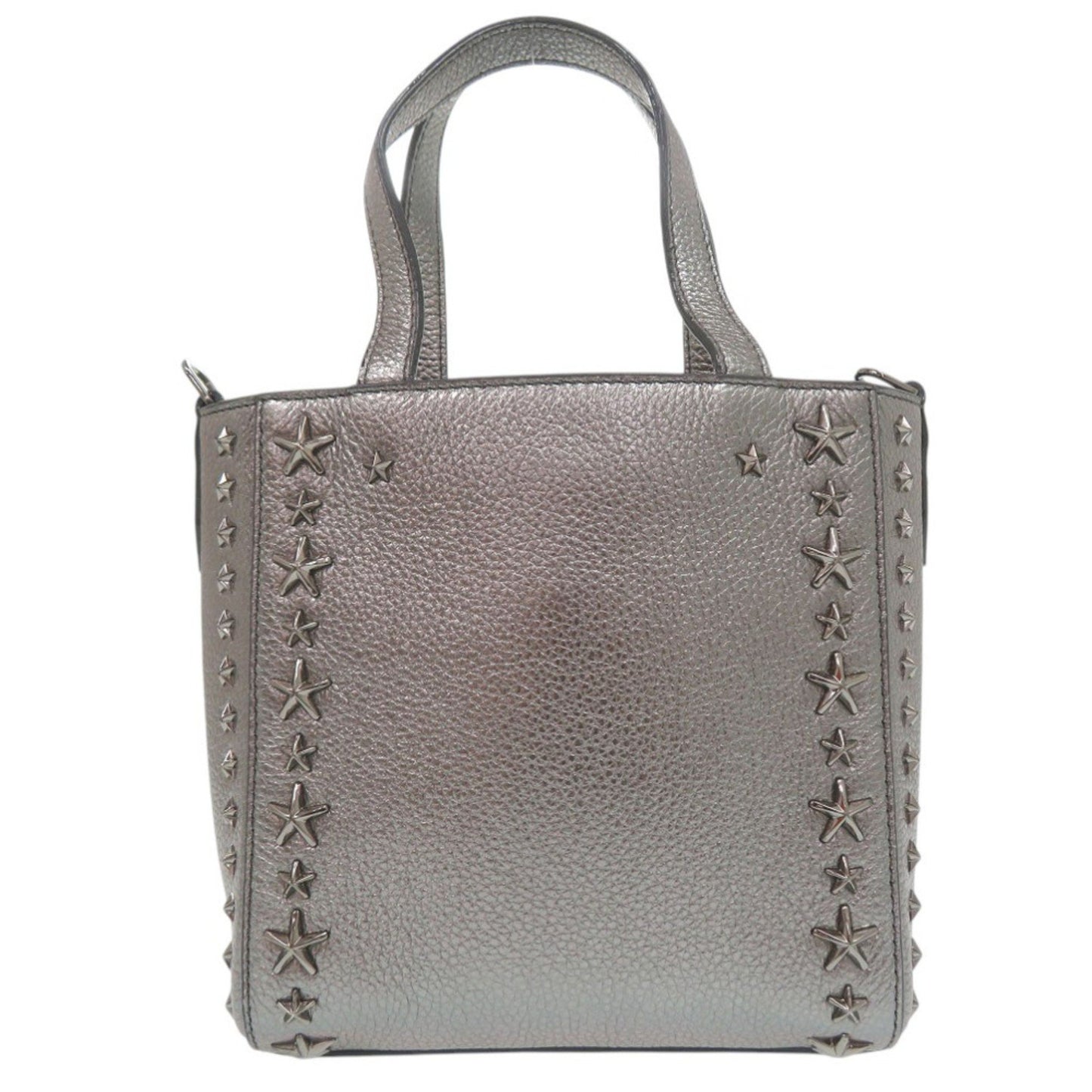 Jimmy Choo 2-Way Mini Pegasi Star Stud Handbag In Silver Leather