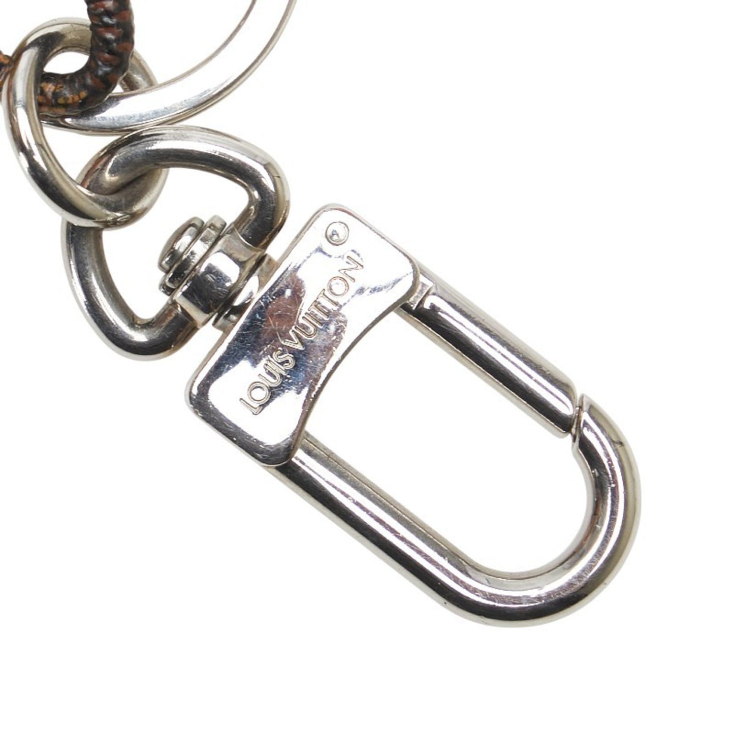 Louis Vuitton Portecle Dice Keyring M66734 Silver Brown Metal Plastic Pvc