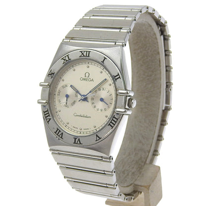 Omega Constellation Day-Date Watch 396.1070 Stainless Steel Quartz Analog Display Silver Dial