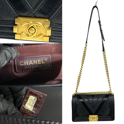 Chanel Boy Chanel Leather Mini Shoulder Bag/Handbag In Black