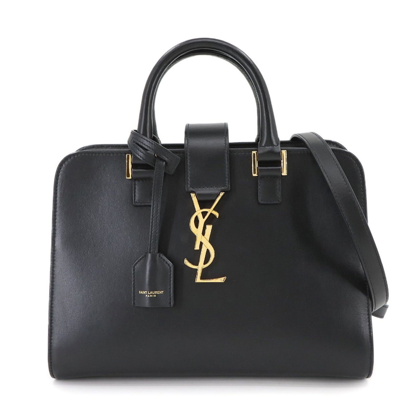Saint Laurent Baby Cabas 2-Way Hand/Shoulder Bag In Black Leather
