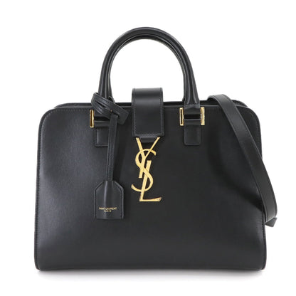 Saint Laurent Baby Cabas 2-Way Hand/Shoulder Bag In Black Leather