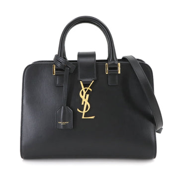 Saint Laurent Baby Cabas 2-Way Hand/Shoulder Bag In Black Leather