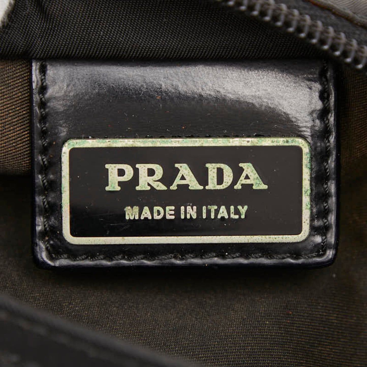 Prada Triangle Logo Plate Shoulder Bag Black Nylon