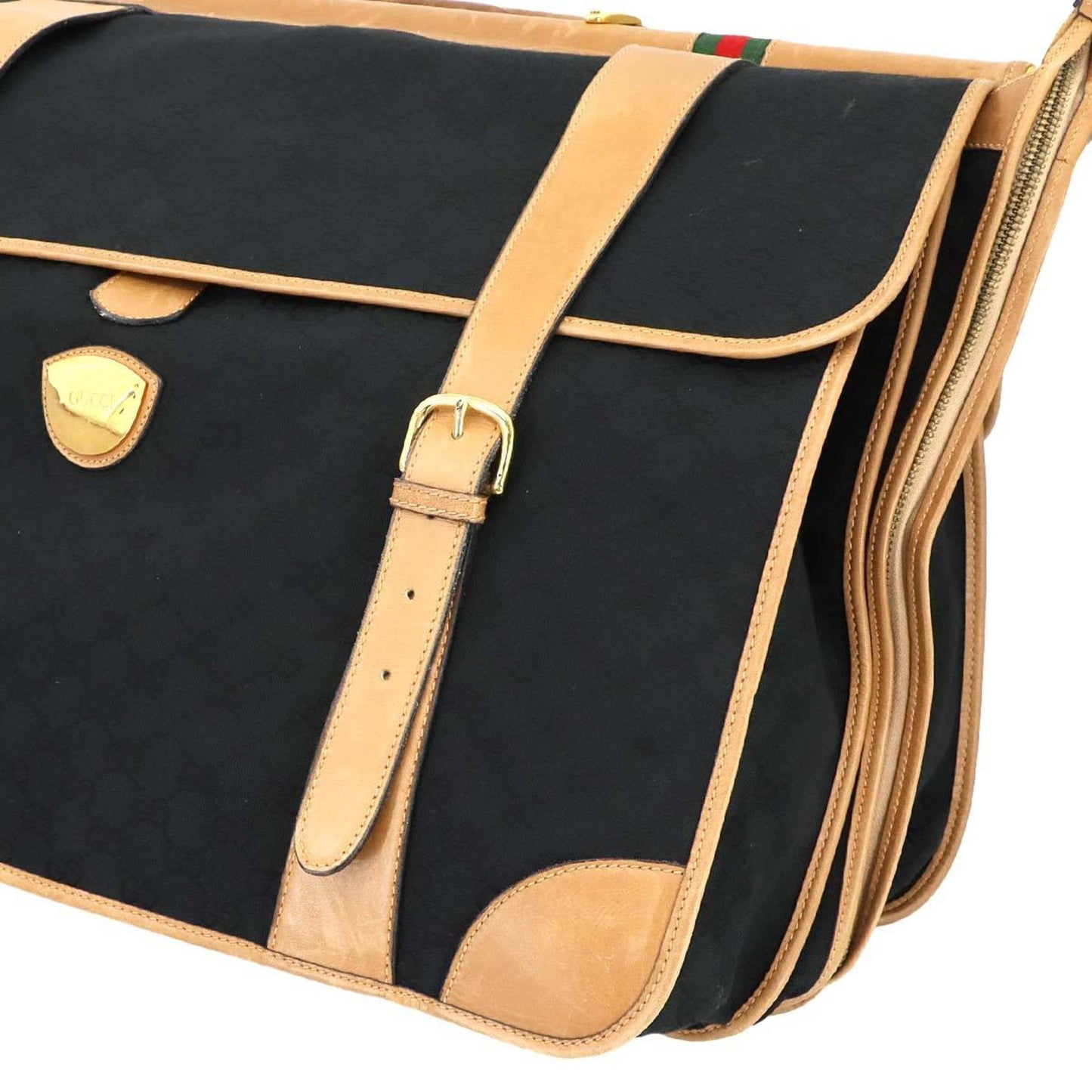 Gucci Garment Cover/Case In Gg Canvas And Leather With Black