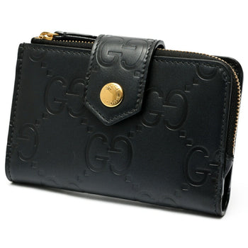 Gucci Pastel Gg Compact Medium Wallet Bifold 790131 Leather Black B-158601
