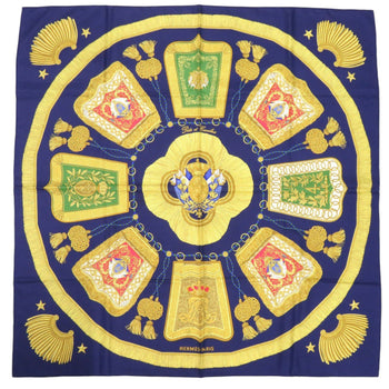 Herms Carr 90 Poste Et Cavalerie Saber Ornament Bag Silk Blue Scarf Muffler 0108 Hermes