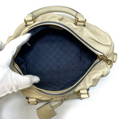 Loewe 2Way Gold Lame Anagram Leather Loewe Boston Handbag Champagne