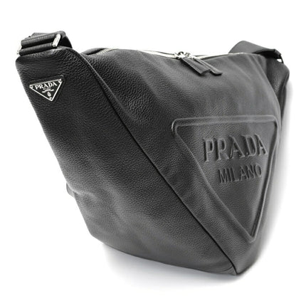 Prada Triangle Vitello Dino Leather Bag Shoulder 2Vy007 Black K-158714