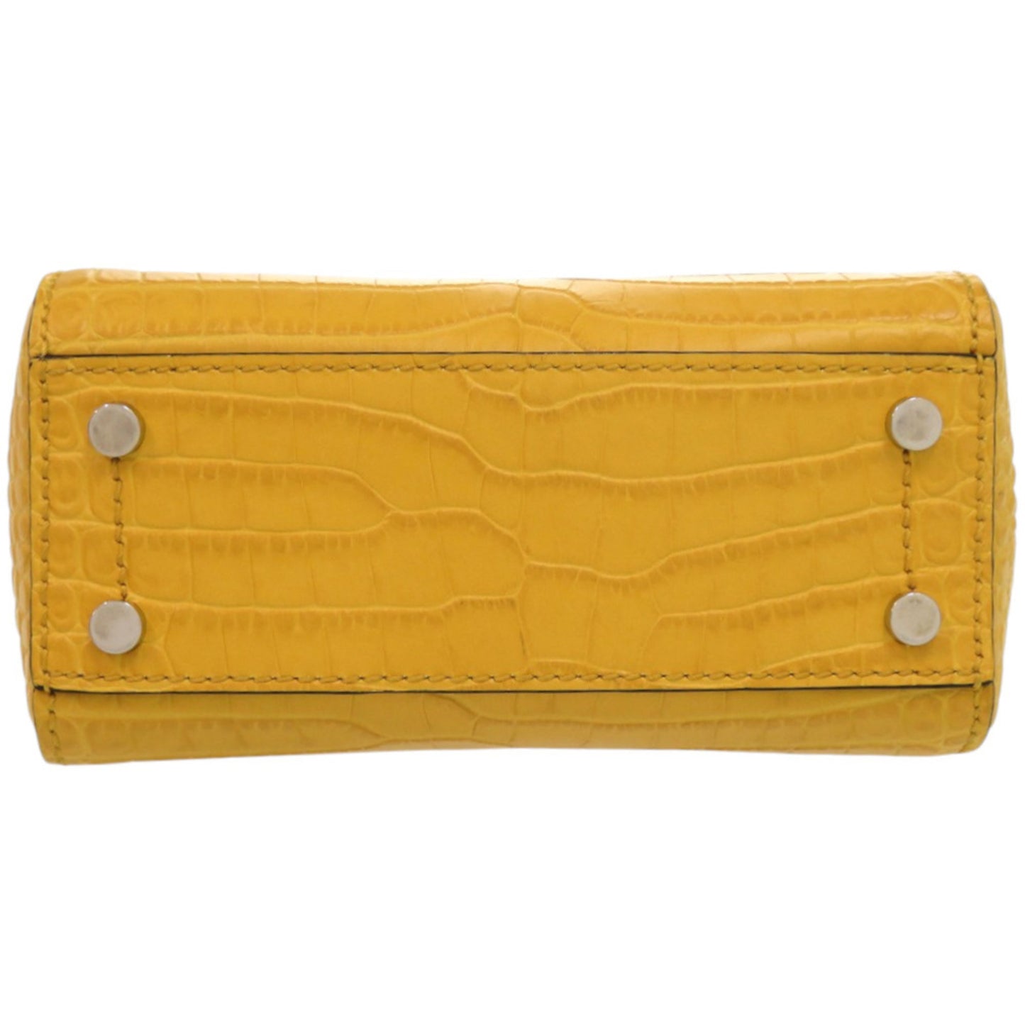 Jimmy Choo 2-Way Varenne Crocodile-Embossed Patent Leather Yellow Handbag 0542 Jimmy Choo