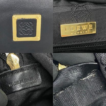 Loewe Anagram Logo Hardware Leather Genuine Handbag Tote Bag Mini Boston Black 155-3