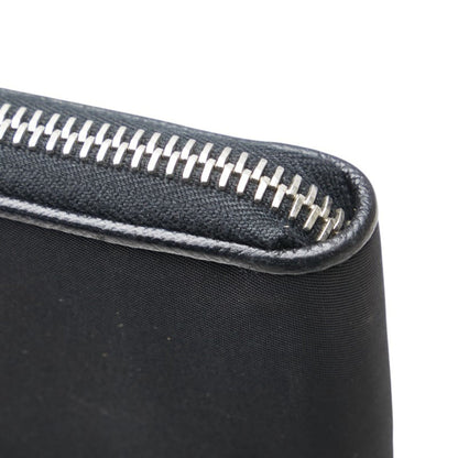 Prada Triangle Plate Long Wallet Black Nylon Leather