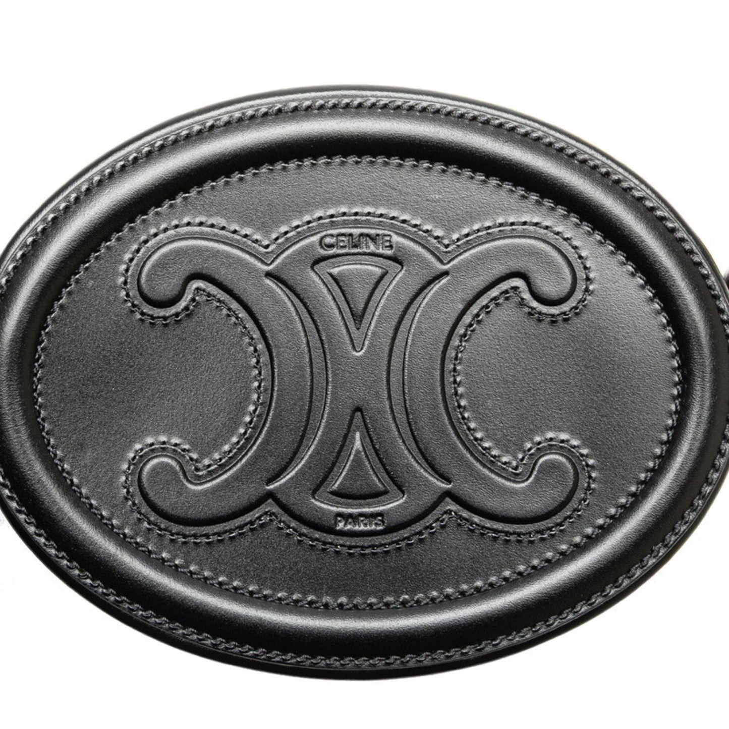 Celine Triomphe Shoulder Bag In Black Leather