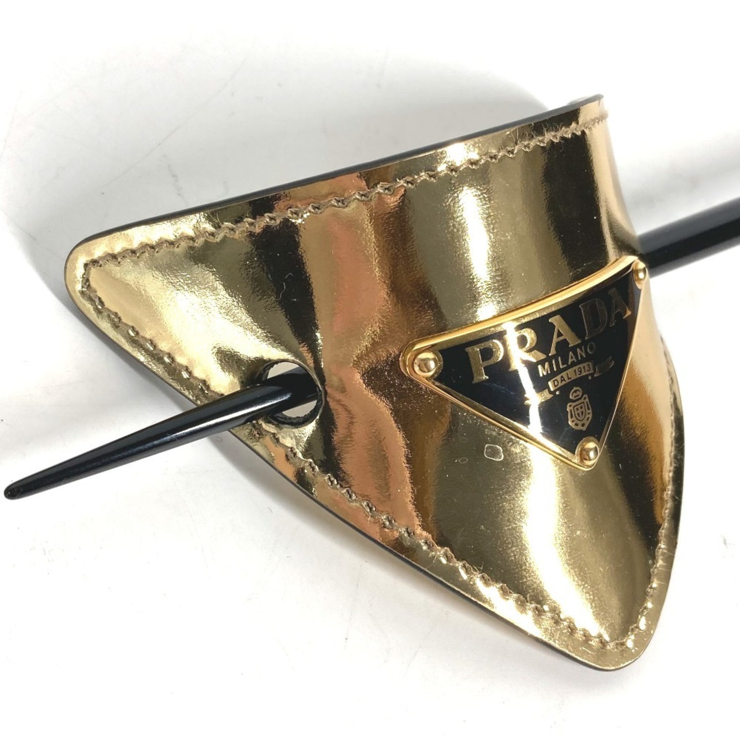 Prada 1If004 Hair Triangle Kanzashi Pick Hairpin Leather